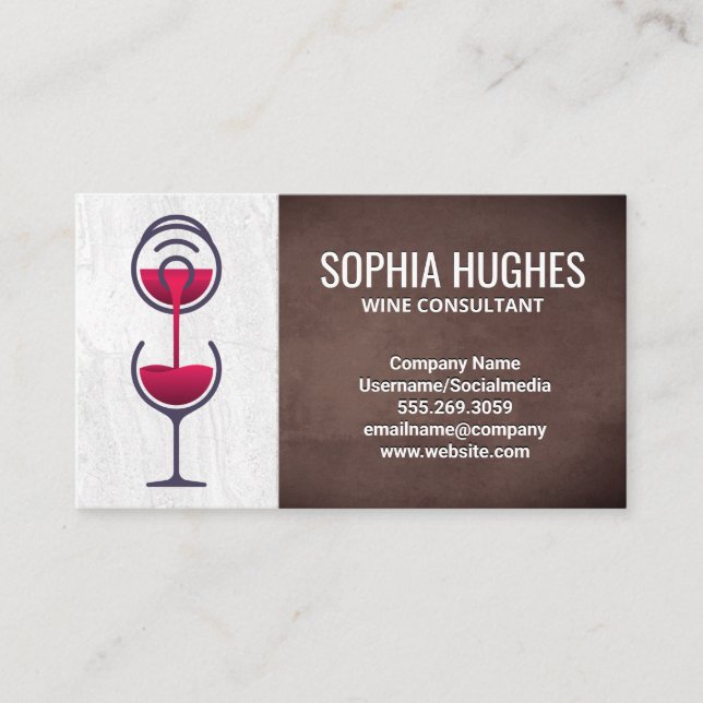 Red Wine Bottle Pour in Glass Business Card (Front)