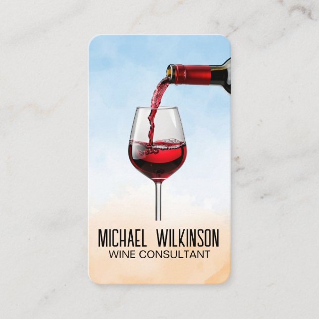 Red Wine Bottle | Restaurant  Business Card (Front)