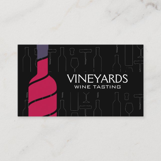 Red Wine Bottle | Wine Accessories Pattern Business Card (Front)
