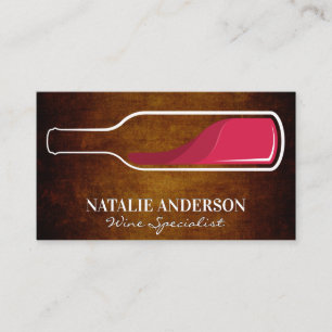 Red Wine Bottle   Winery Business Card