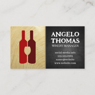Red Wine Bottles   Dark Texture   Wood Grain  Business Card