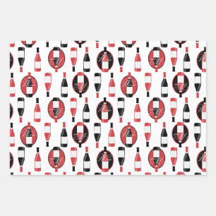 Red Wine Bottles Wrapping Paper Sheet