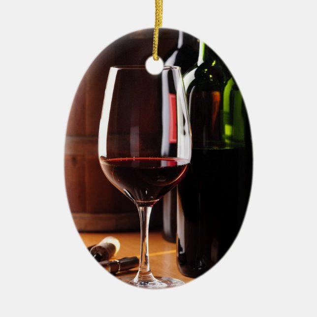 Red Wine Ceramic Ornament (Front)