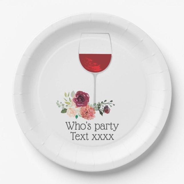 red wine cheers birthday Paper Plate (Front)
