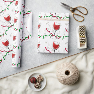 Red Wine Christmas Wrapping Paper
