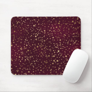 Red Wine Colour Golden Stars Astronomy Astrology Mouse Pad