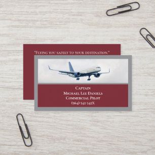 Red Wine Commercial  Aeroplane Captain Pilot  Business Card