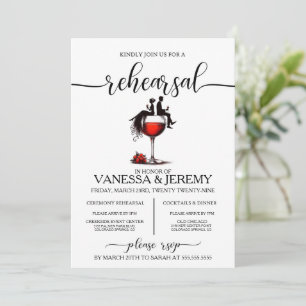 Red Wine Couple Rehearsal Dinner Invitation