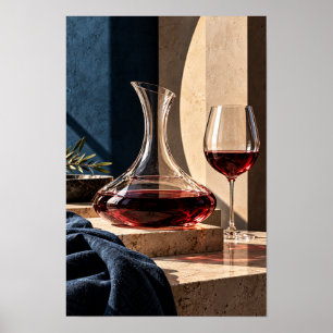 Red Wine Decanter and Glass – Modern Elegant Wine Poster