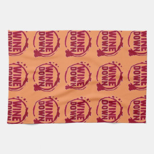 Red Wine Down print Tea Towel