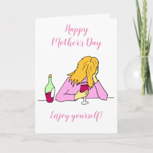 Red Wine Drinking Mother's Day Card