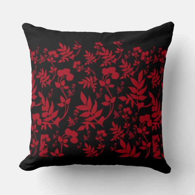 Red Wine Floral Throw Design Cushion (Front)