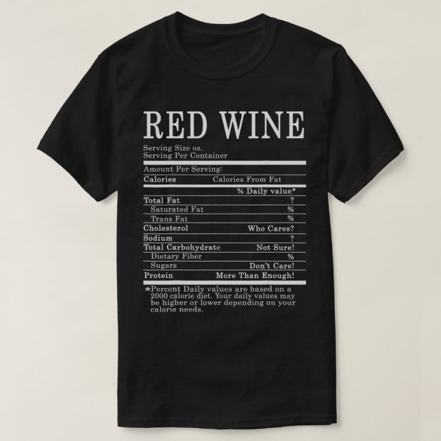 Red Wine Funny Nutrition Facts Thanksgiving Christ T-Shirt (Design Front)