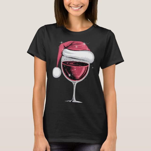 Red Wine Gl Christmas Funny Christmas Xmas  T-Shirt (Front)