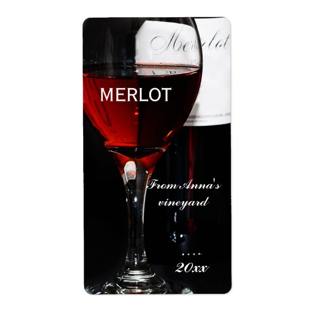Red Wine glass and Merlot bottle (Front)