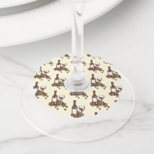 Red Wine Glass Bottle Grapes Wine Tasting Winery Tag