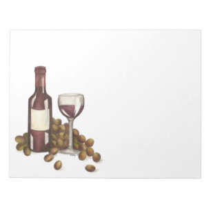 Red Wine Glass Bottle Winery Wine Bar Gift Notepad