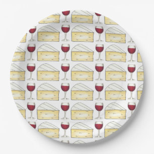 Red Wine Glass Brie Cheese Cocktail Party Plates