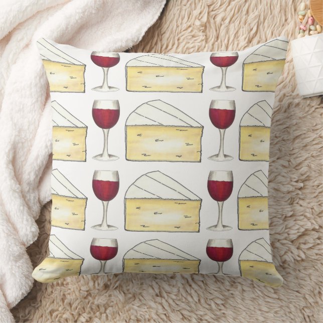 Red Wine Glass Brie Cheese Wedge Winery Vineyard Cushion (Blanket)