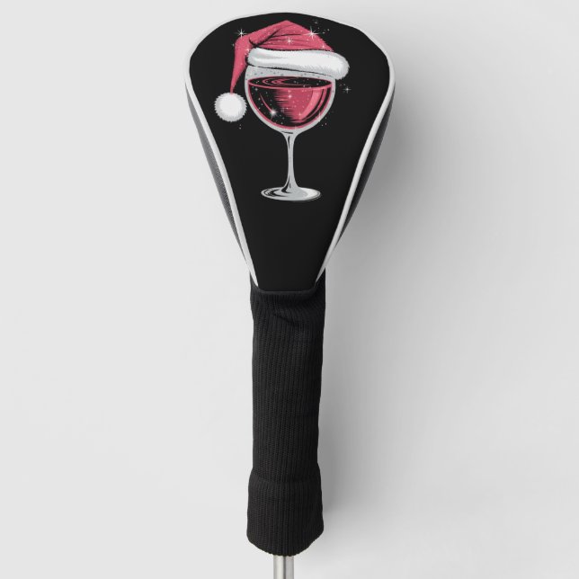 Red Wine Glass Christmas Funny Christmas Xmas  Golf Head Cover (Front)
