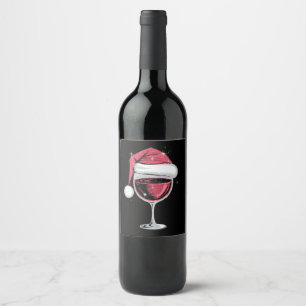 Red Wine Glass Christmas Funny Christmas Xmas  Label