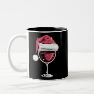 Red Wine Glass Christmas Funny Christmas Xmas  Two-Tone Coffee Mug