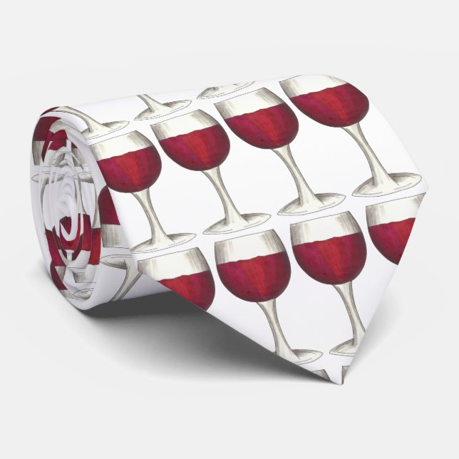 Red Wine Glass Glasses Merlot Cabernet Winery Tie (Rolled)