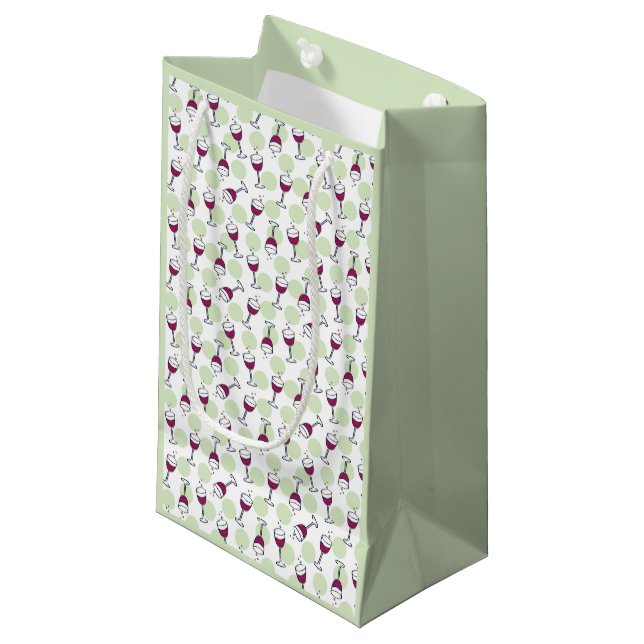 Red Wine Glass Illustrated Pattern Small Gift Bag (Front Angled)