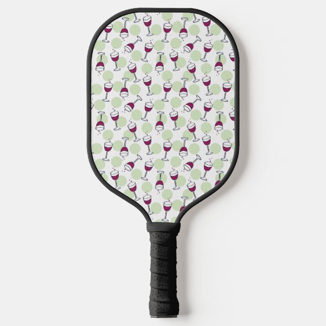 Red Wine Glass Illustration Pattern Design  Pickleball Paddle (Front)