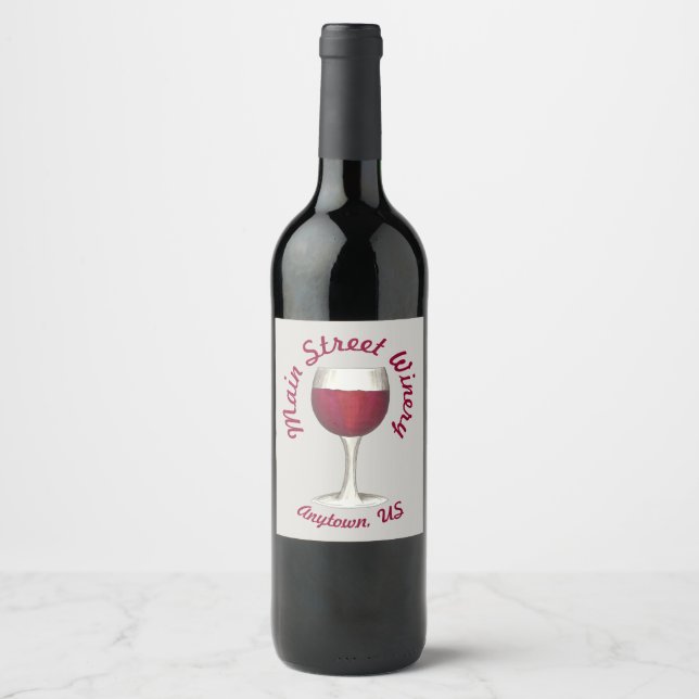 Red Wine Glass Merlot Cabernet Malbec Winery Label (Front)