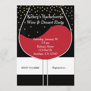 Red Wine Glass Modern Chic Party Invitations