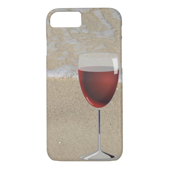 Red Wine Glass on Beach Case-Mate iPhone Case (Back)