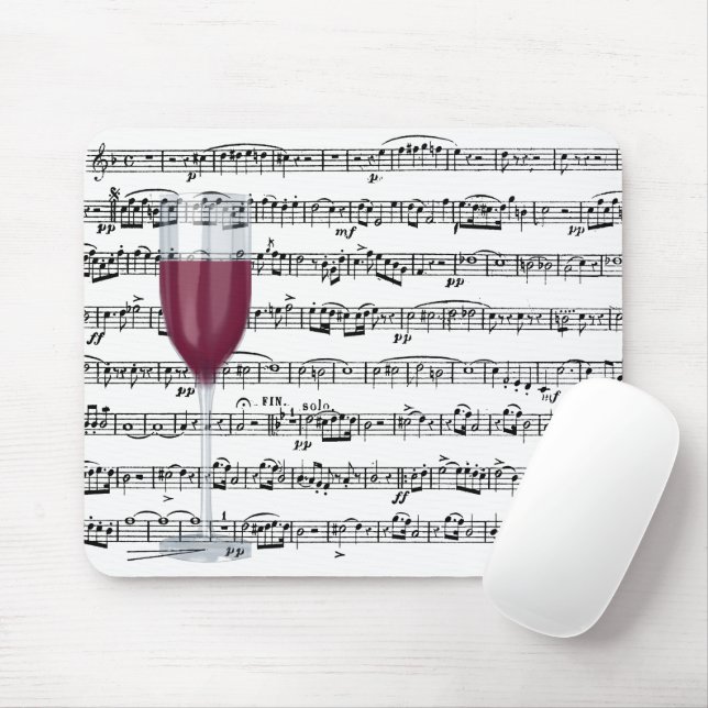 Red Wine Glass On Music Mouse Pad (With Mouse)