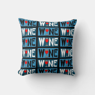 Red Wine Glass Pattern Cushion