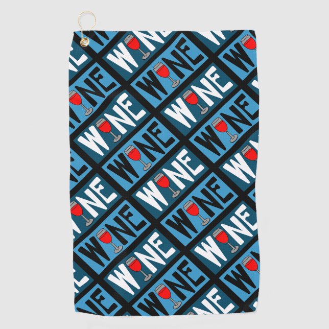 Red Wine Glass Pattern Golf Towel (Front)