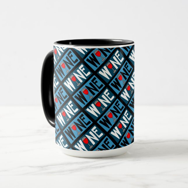 Red Wine Glass Pattern Mug (Front Left)