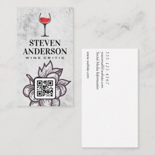 Red Wine Glass   QR Code Business Card