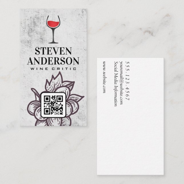 Red Wine Glass | QR Code Business Card (Front/Back)