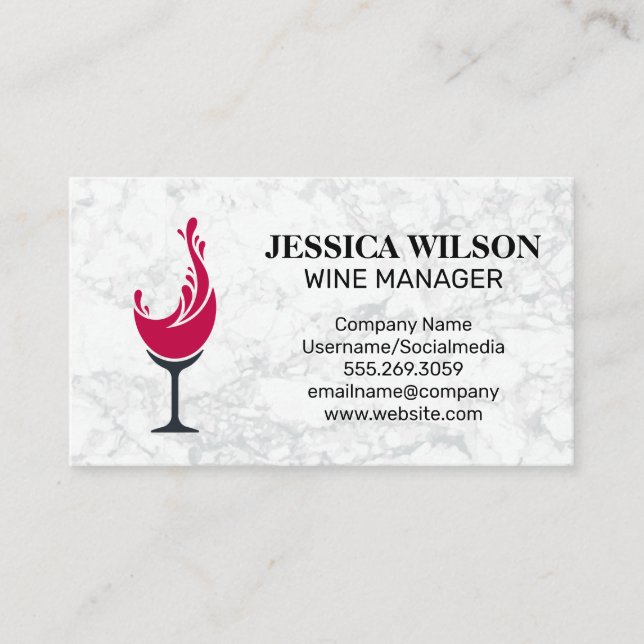 Red Wine Glass Splash Business Card (Front)