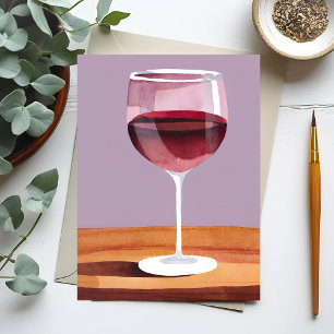 Red Wine Glass Watercolor Vino Postcard