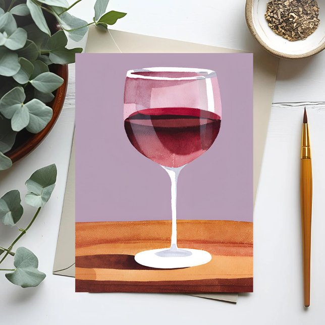 Red Wine Glass | Watercolor Vino Postcard (Creator Uploaded)