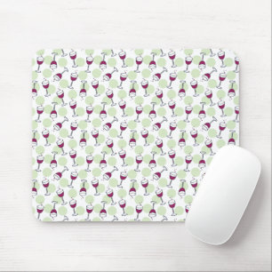 Red Wine Glass Whimsical Illustration Pattern  Mouse Pad