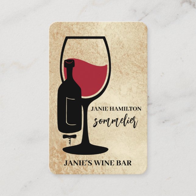 Red Wine Glass Wine Bar QR Code Business Card (Front)