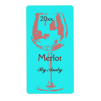 Red wine glass - wine bottle label