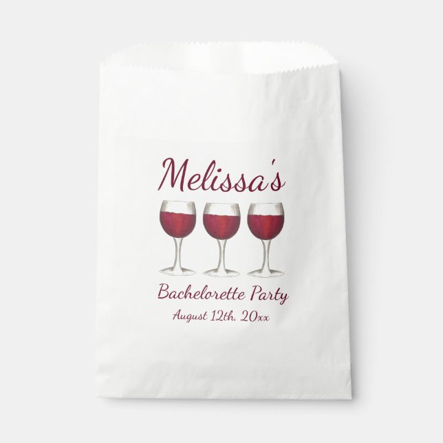 Red Wine Glasses Bachelorette Bridal Shower Party Favour Bag (Front)