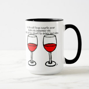RED WINE GLASSES WITH FRENCH ENGLISH QUOTE MUG