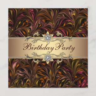 Red Wine Gold Birthday Party Invitation