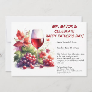 Red Wine & Grapes – Editable Father’s Day  Invitation