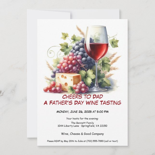 Red Wine & Grapes – Father’s Day Invitation (Front)