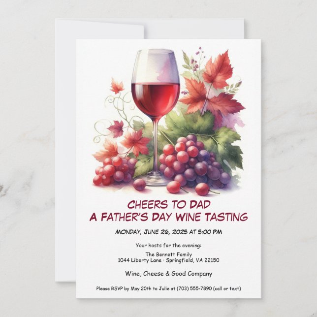 Red Wine & Grapes – Father’s Day Invitation (Front)